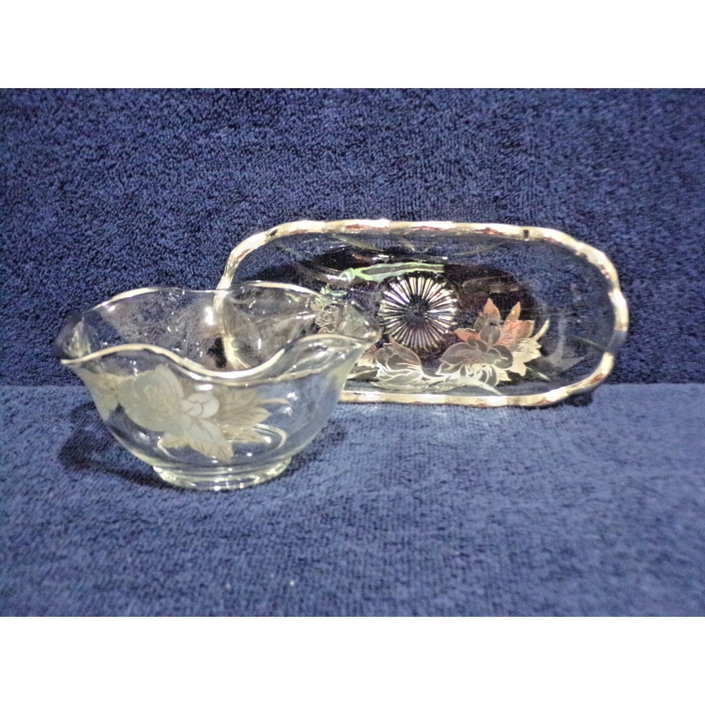 Silver City Silver Overlay Roses Silver Trim Starburst Candy Dish & Serving Bowl